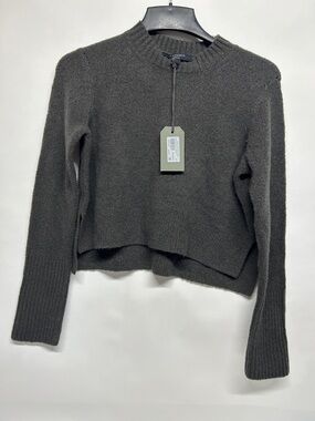 AllSaints Charcoal Crewneck Cropped Knit Sweater dark olive green size medium